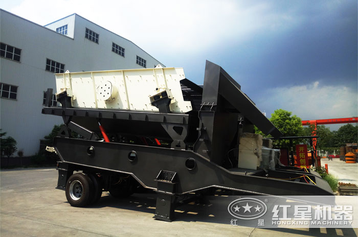可移動振動篩沙機(jī)，半掛車車頭牽引隨時隨地流動作業(yè)
